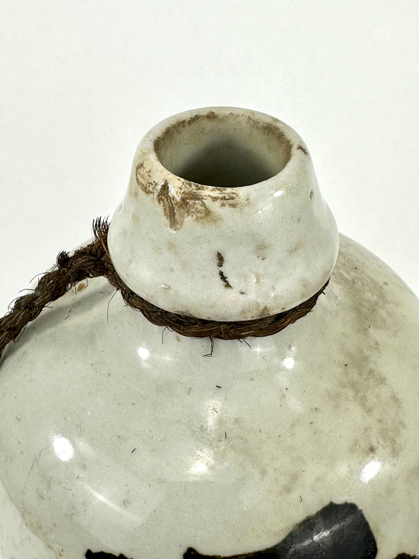 Antique Japanese 1800's Tokkuri Sake Jug Calligraphy Ceramic Vase 10"