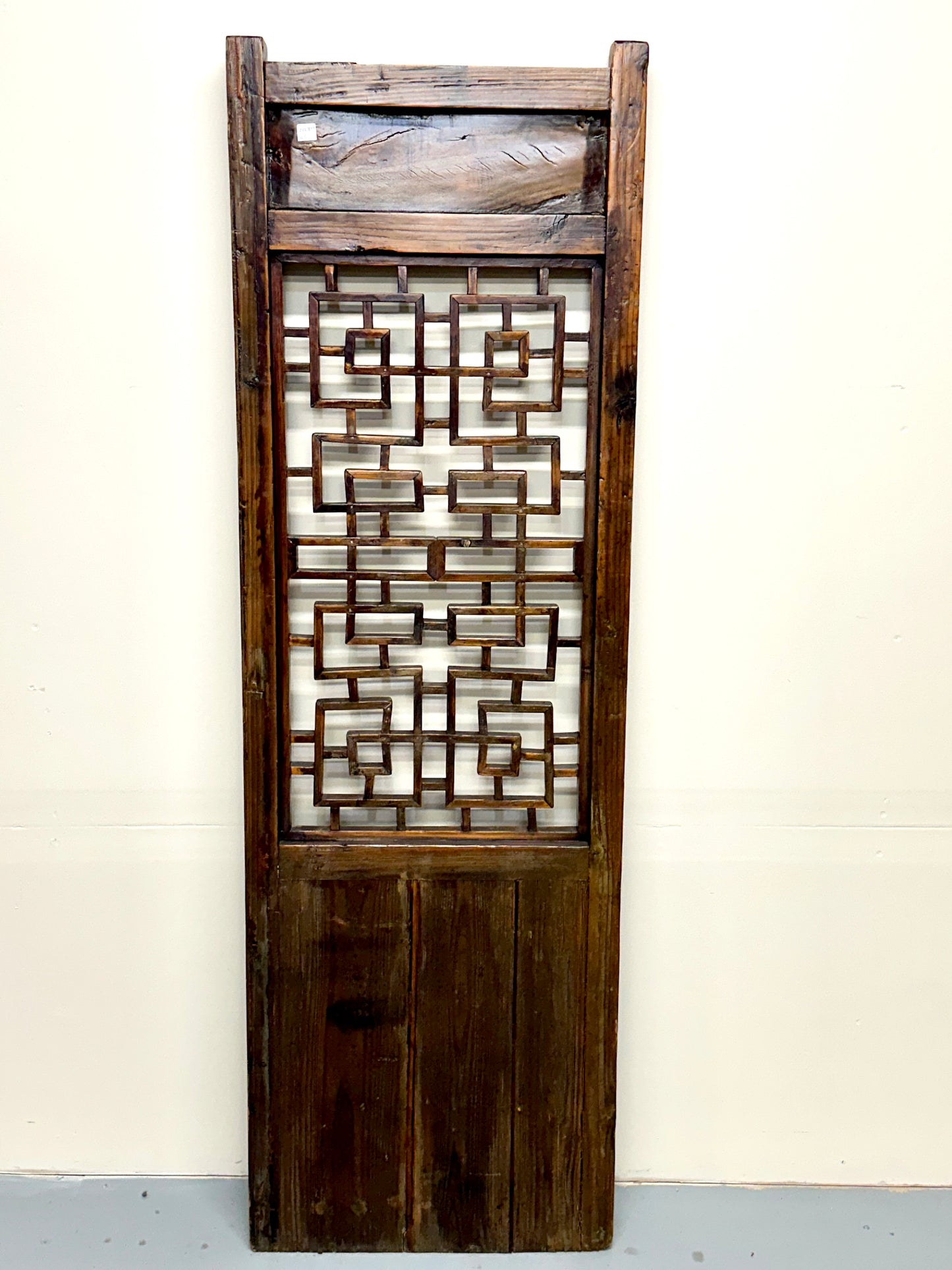 Antique Chinese Qing Dynasty 19th Hand Carved Wood Window Panel 21 x 66