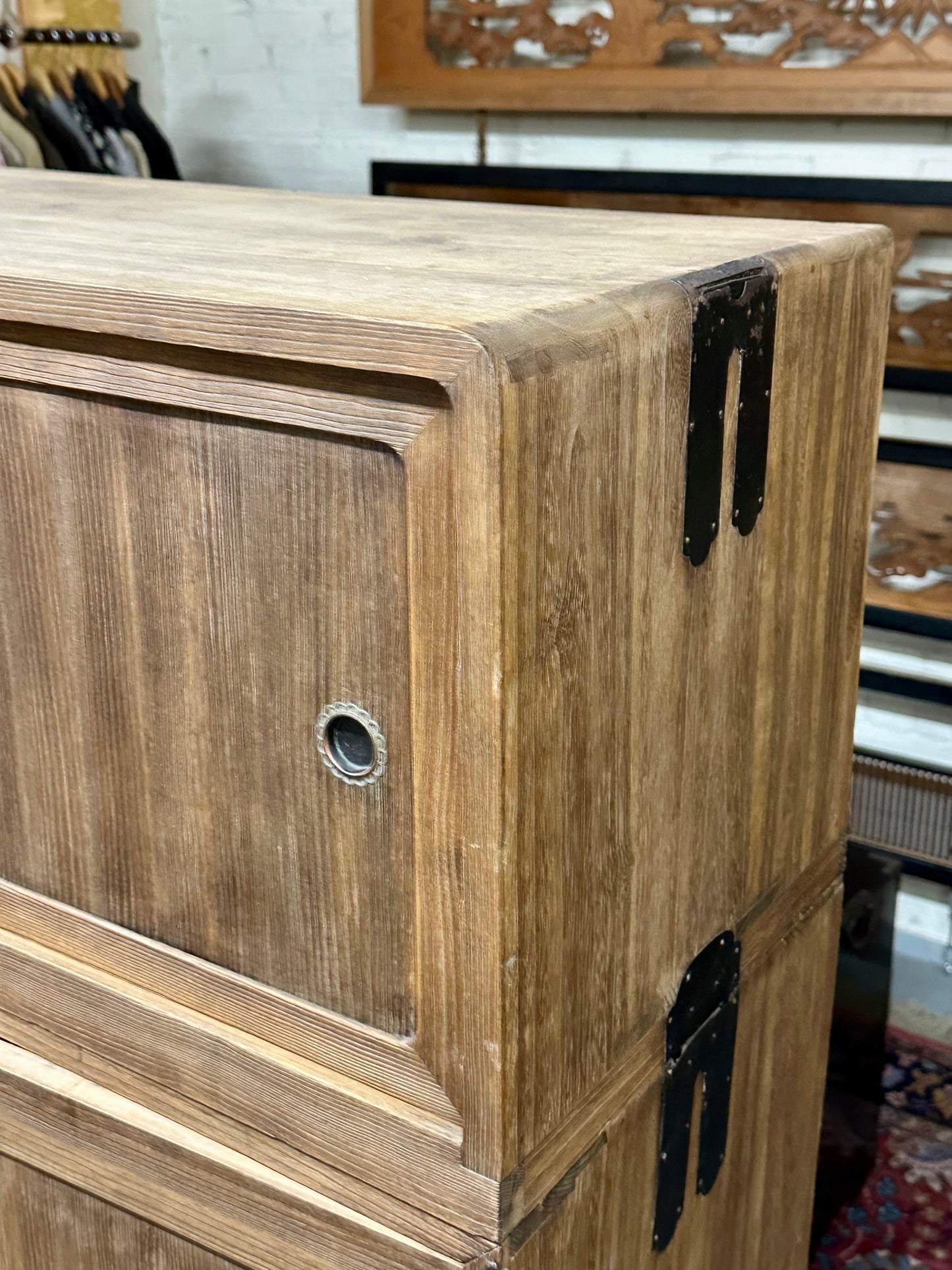 Antique Japanese Clothing Tansu Taisho Era c1920's Ishodansu Kiri Paulownia Chest 36"W