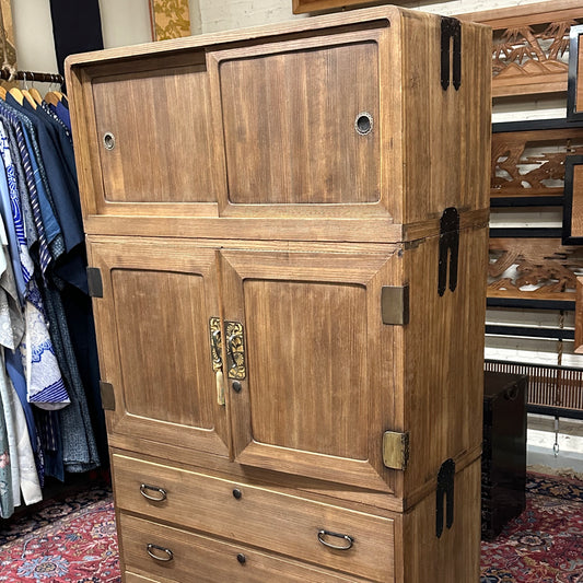 Antique Japanese Clothing Tansu Taisho Era c1920's Ishodansu Kiri Paulownia Chest 36"W