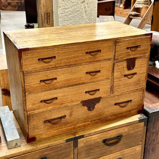 Antique Japanese Meiji Era (1868-1912) Kiri Kodansu Personal Tansu 6 Drawer 24"W