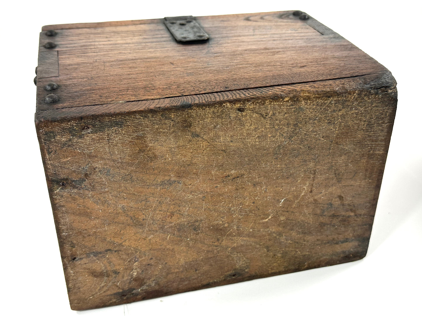 Antique Japanese Meiji Era (1868-1912) Suzuribako Calligraphy Tansu Keyaki Wood 9”