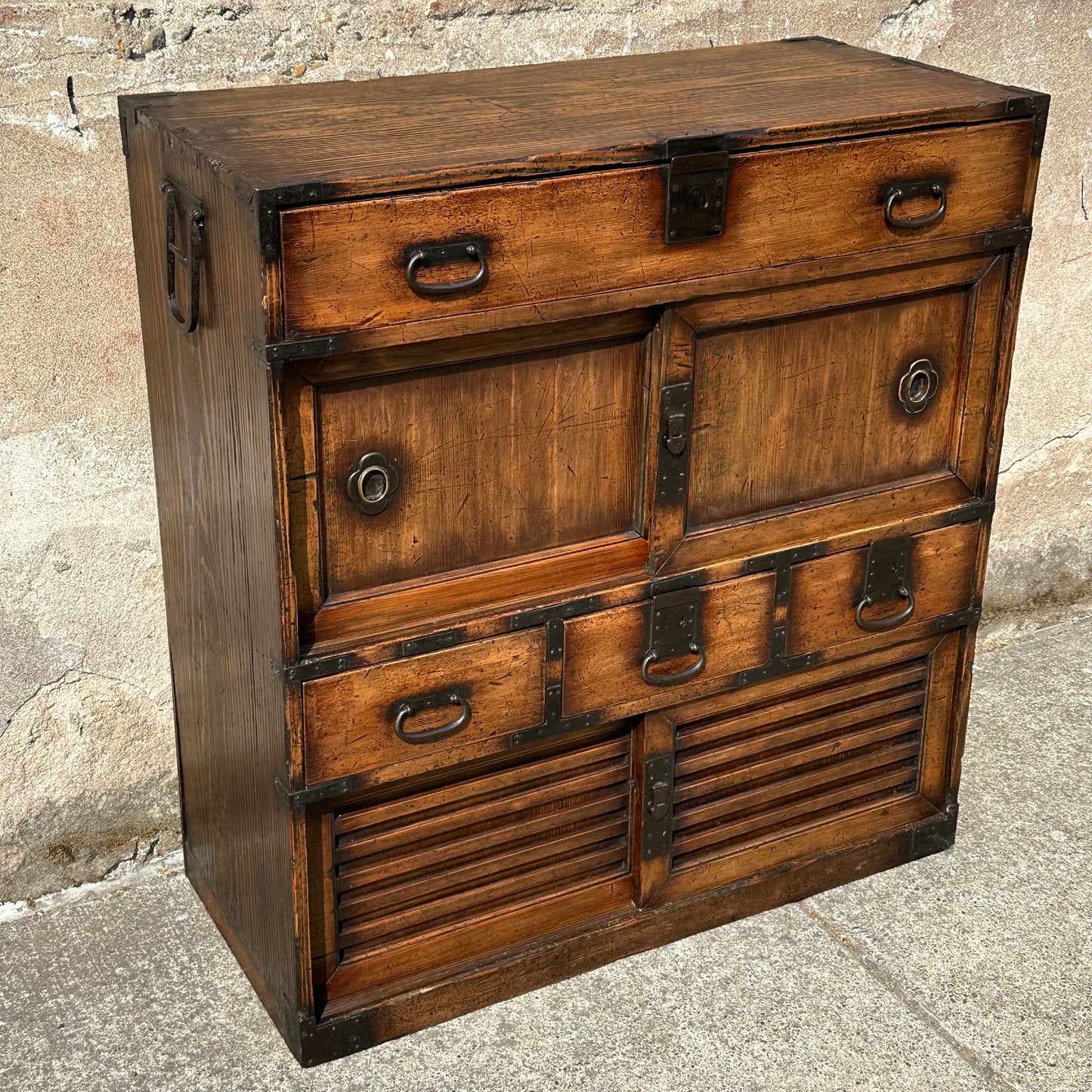 Antique Japanese Meiji Era (1868-1912) Chobadansu Document Chest 4 Drawer 37"H