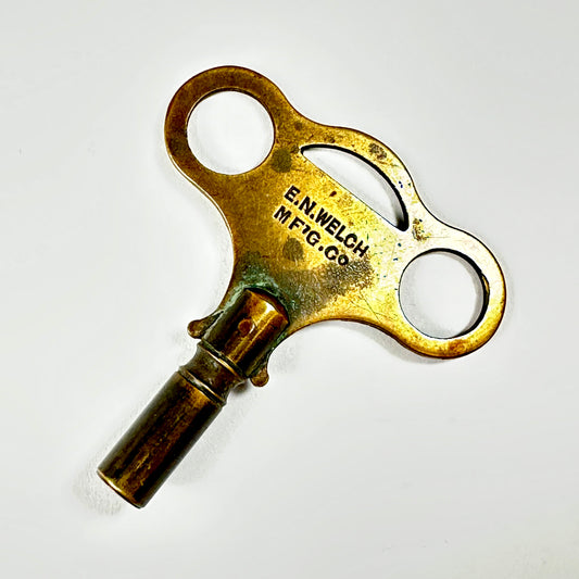 Antique Brass Clock Key E.N. Welch Mfg Co. 19th Century American Mantel Clock Winder