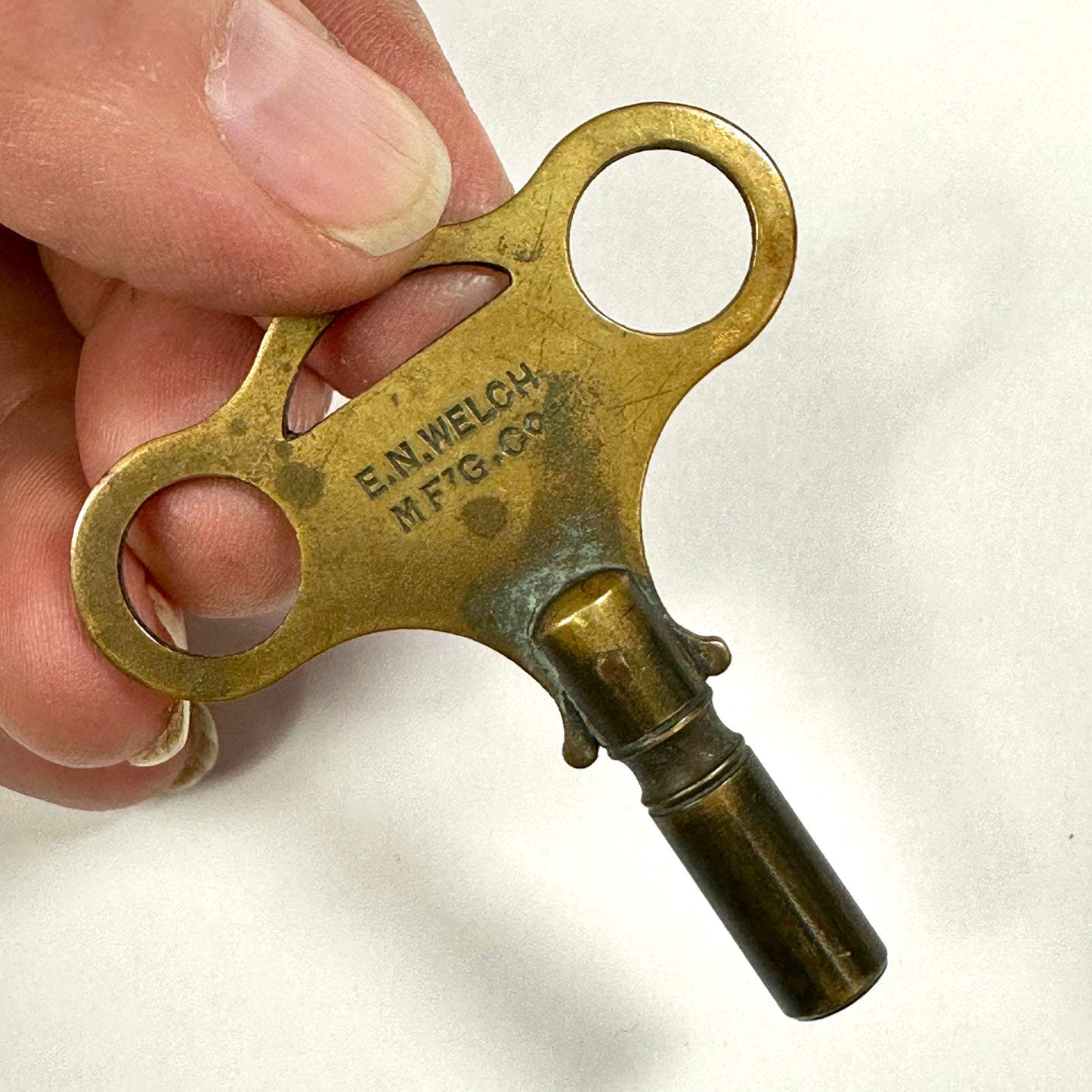 Antique Brass Clock Key E.N. Welch Mfg Co. 19th Century American Mantel Clock Winder
