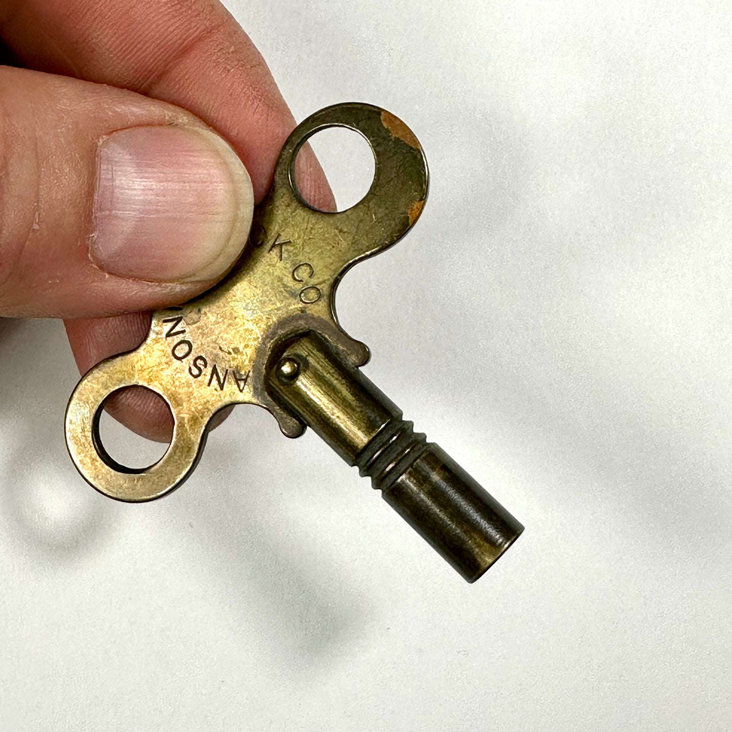 Antique American Brass Clock Key Ansonia Clock Co. 19thC Wind-Up Key