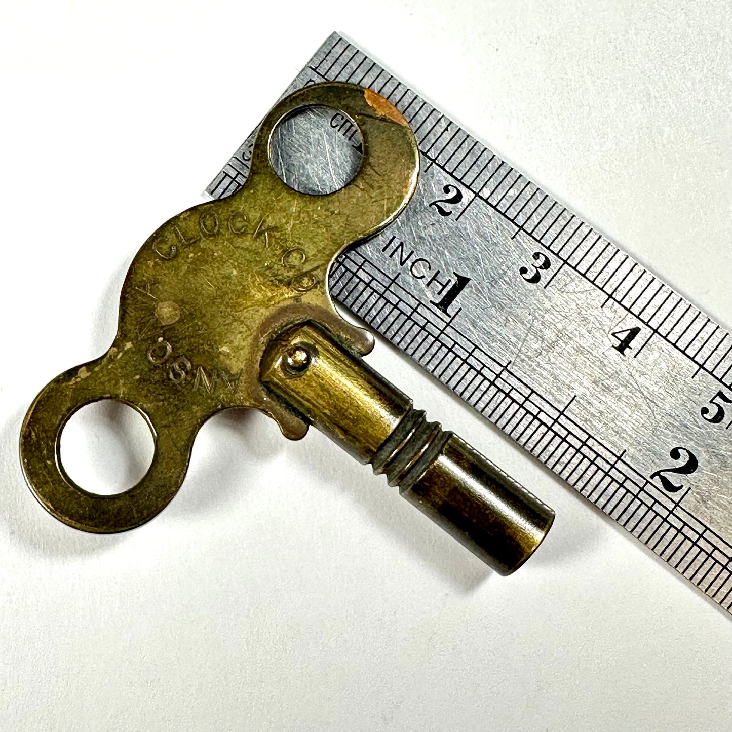 Antique American Brass Clock Key Ansonia Clock Co. 19thC Wind-Up Key