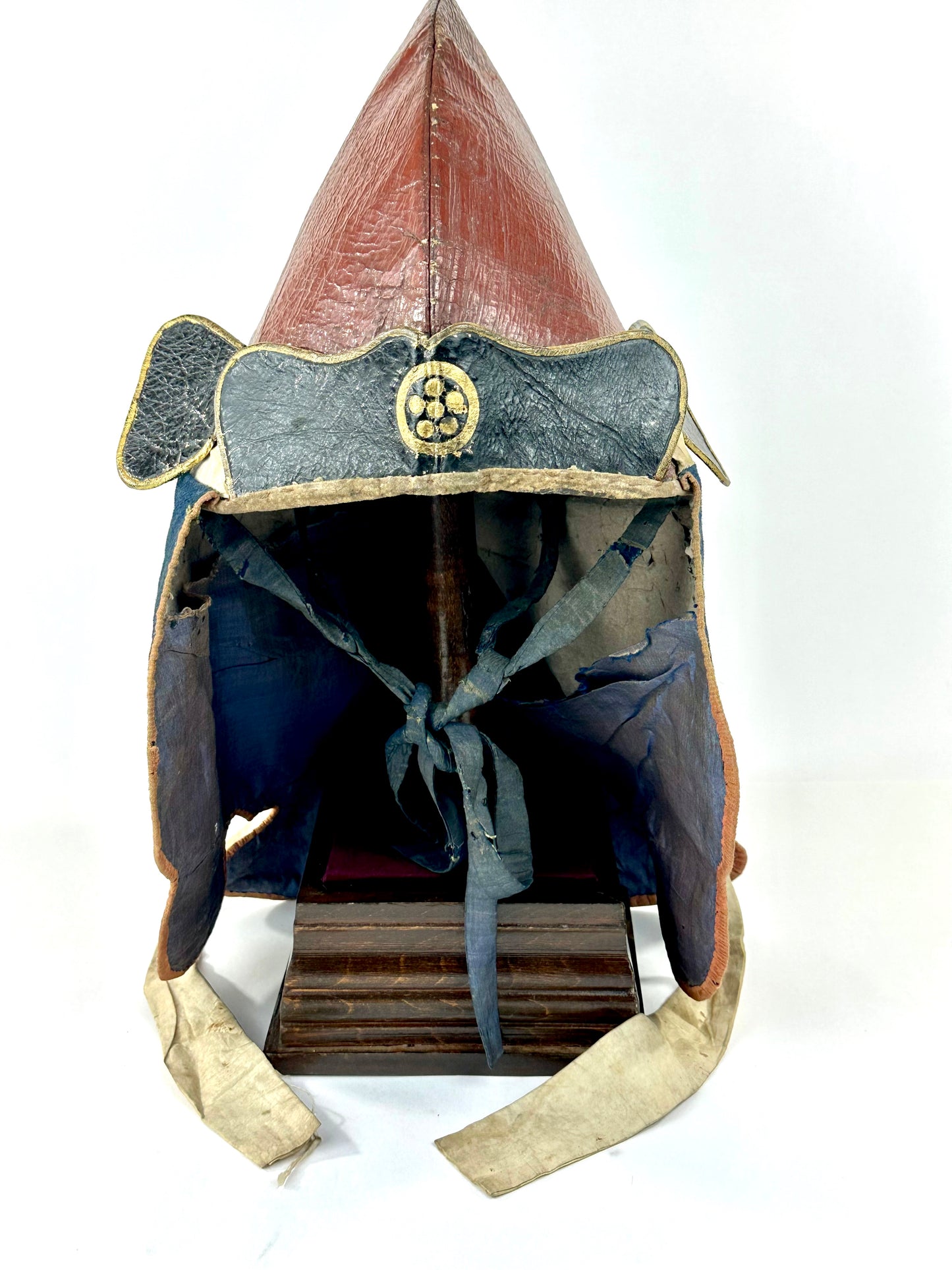 Antique Japanese Firefighter’s Helmet Late Edo Period Hikeshi Bōshi Family Crest Kabuto LS#005
