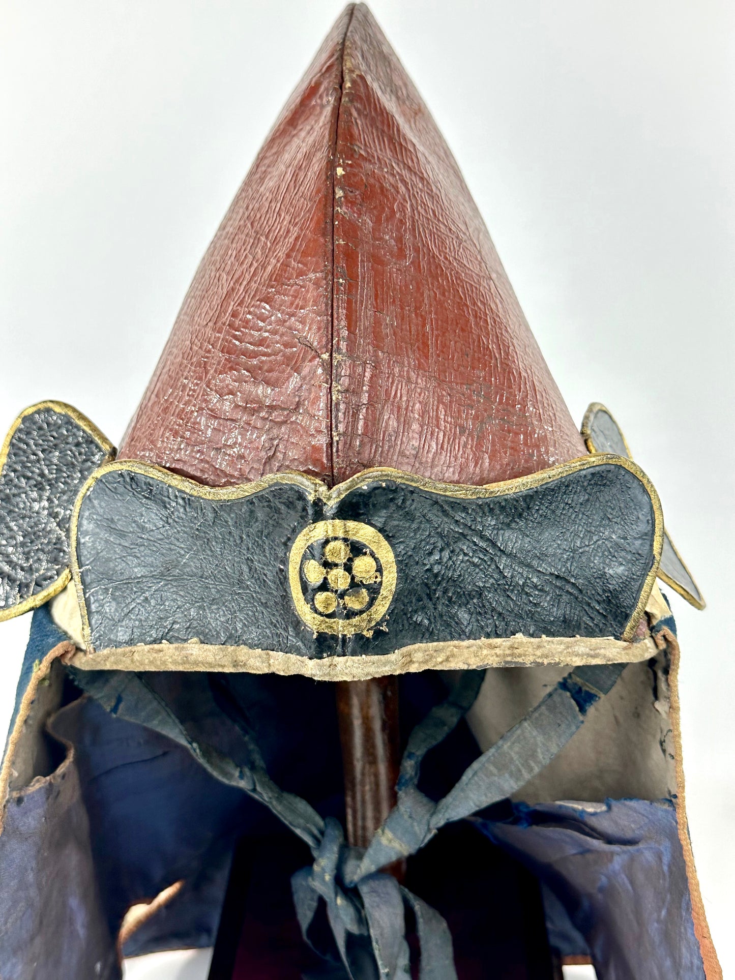Antique Japanese Firefighter’s Helmet Late Edo Period Hikeshi Bōshi Family Crest Kabuto LS#005