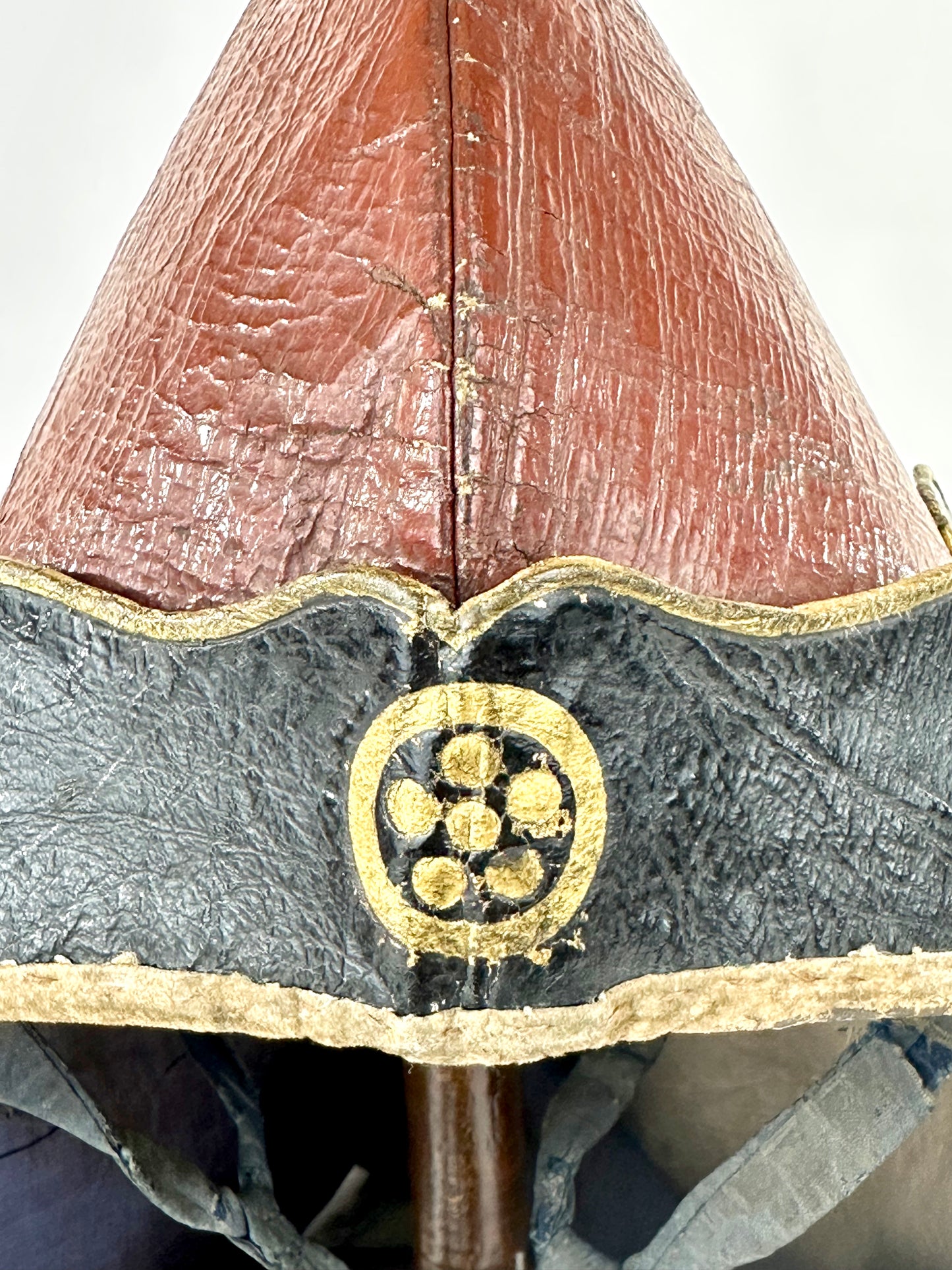 Antique Japanese Firefighter’s Helmet Late Edo Period Hikeshi Bōshi Family Crest Kabuto LS#005