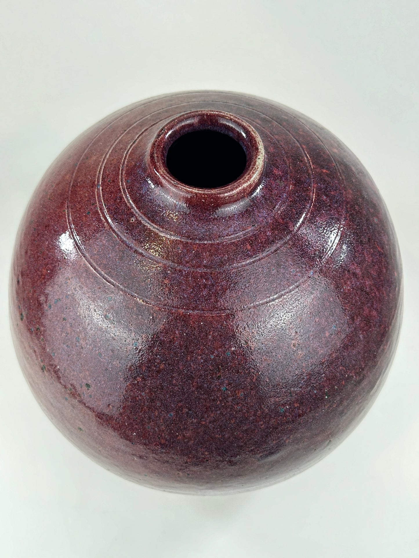 Vintage Japanese Hand Thrown Vase Beautiful Red-Purple Vase 11"