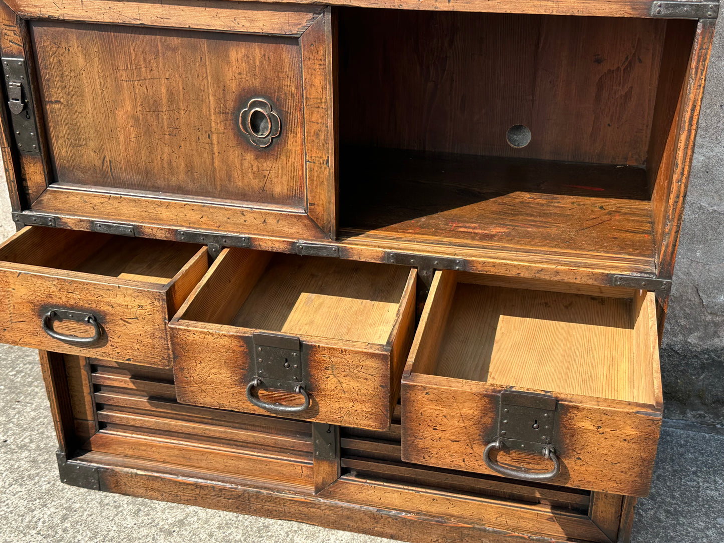 Antique Japanese Meiji Era (1868-1912) Chobadansu Document Chest 4 Drawer 37"H