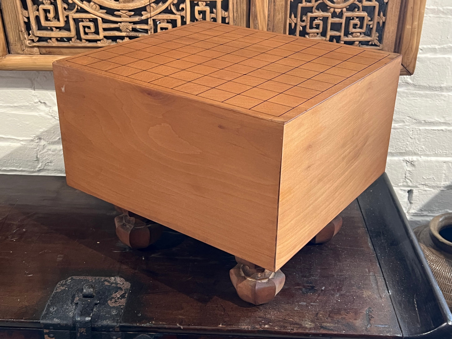 Vintage Japanese Shogiban 7" Thick Shinkaya Shogi Chess Board