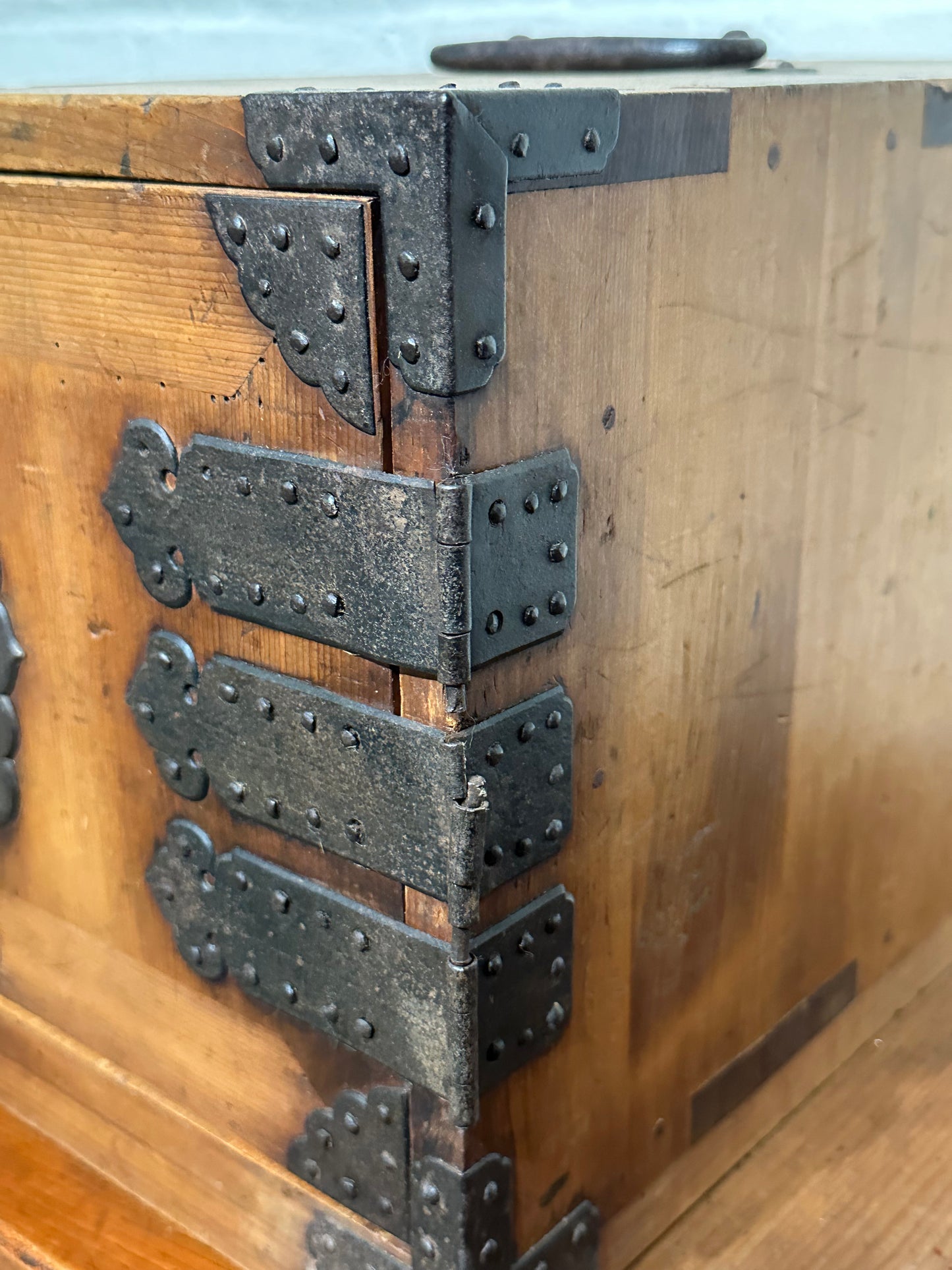 Antique Japanese Late Edo Era 3 Drawer Funadansu Sugi & Iron 16.5"