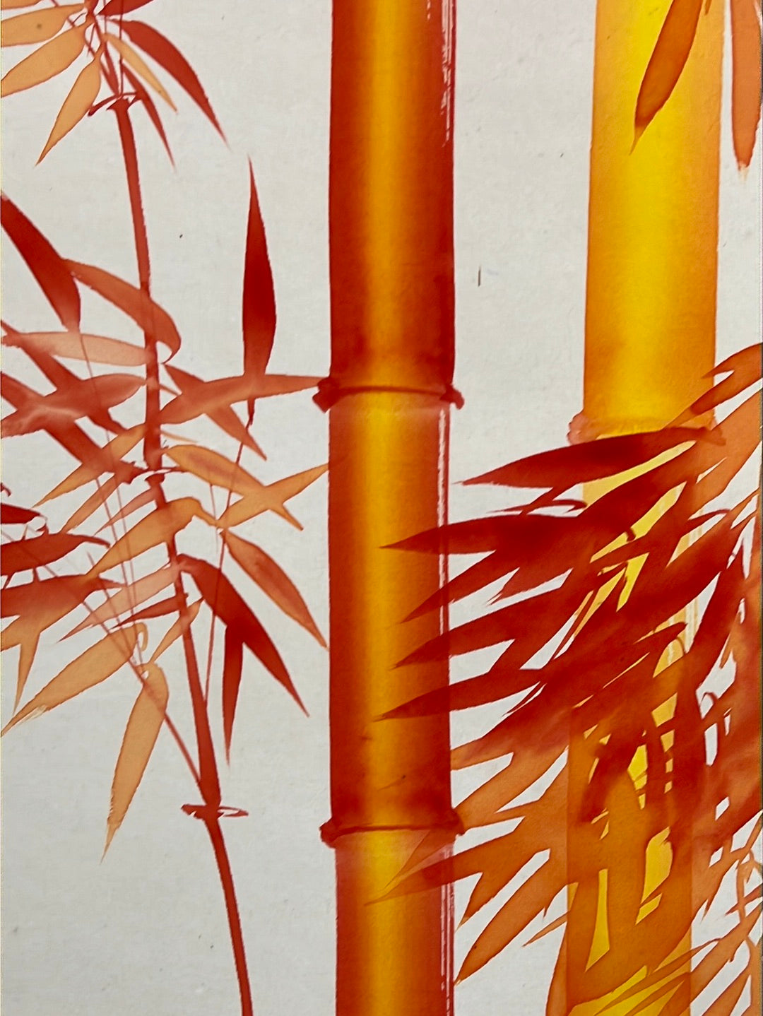 Japanese Vintage Scroll Kakejiku Hand Painted on Silk Showa Era Bamboo 75"