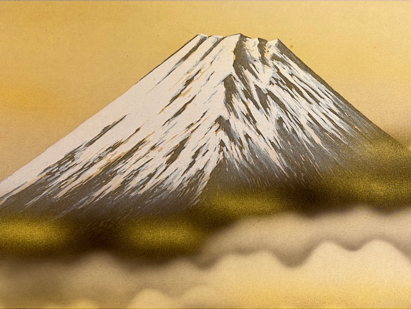 Japanese Vintage Scroll Kakejiku Hand Painted on Silk Showa Era Falcon & Mt Fuji 73"