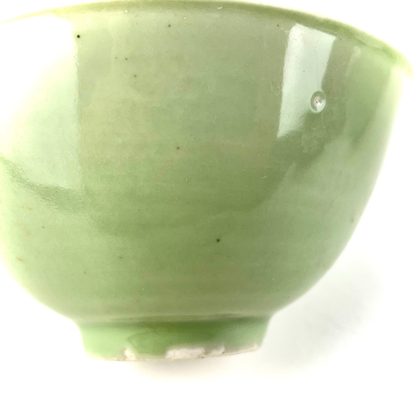 Antique Japanese Meiji Era 1900's Green Celadon Chawan bowls 7"