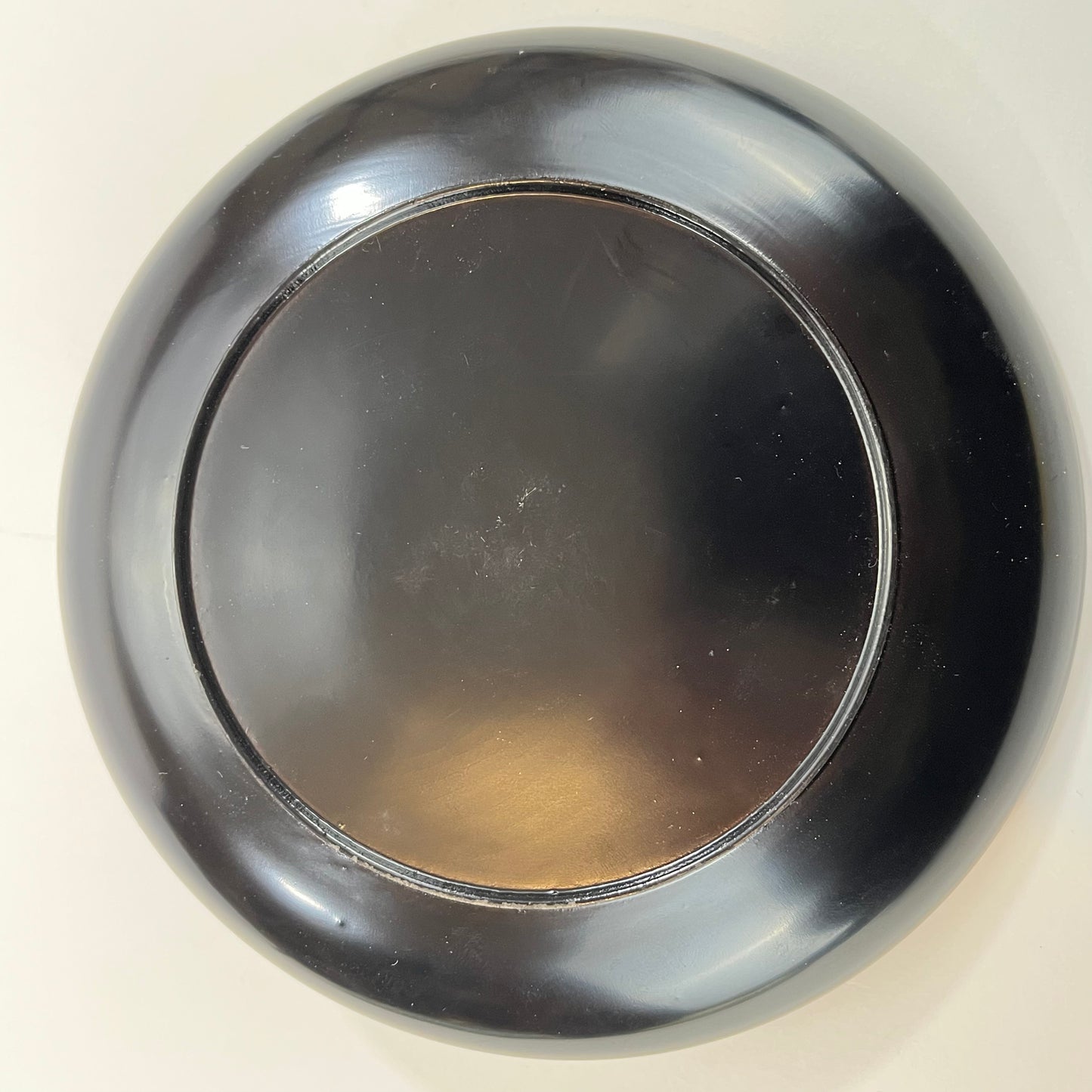 Antique (c. 1890) Japanese Kashizara Dish Plate Wood Black Lacquer Makie 7"