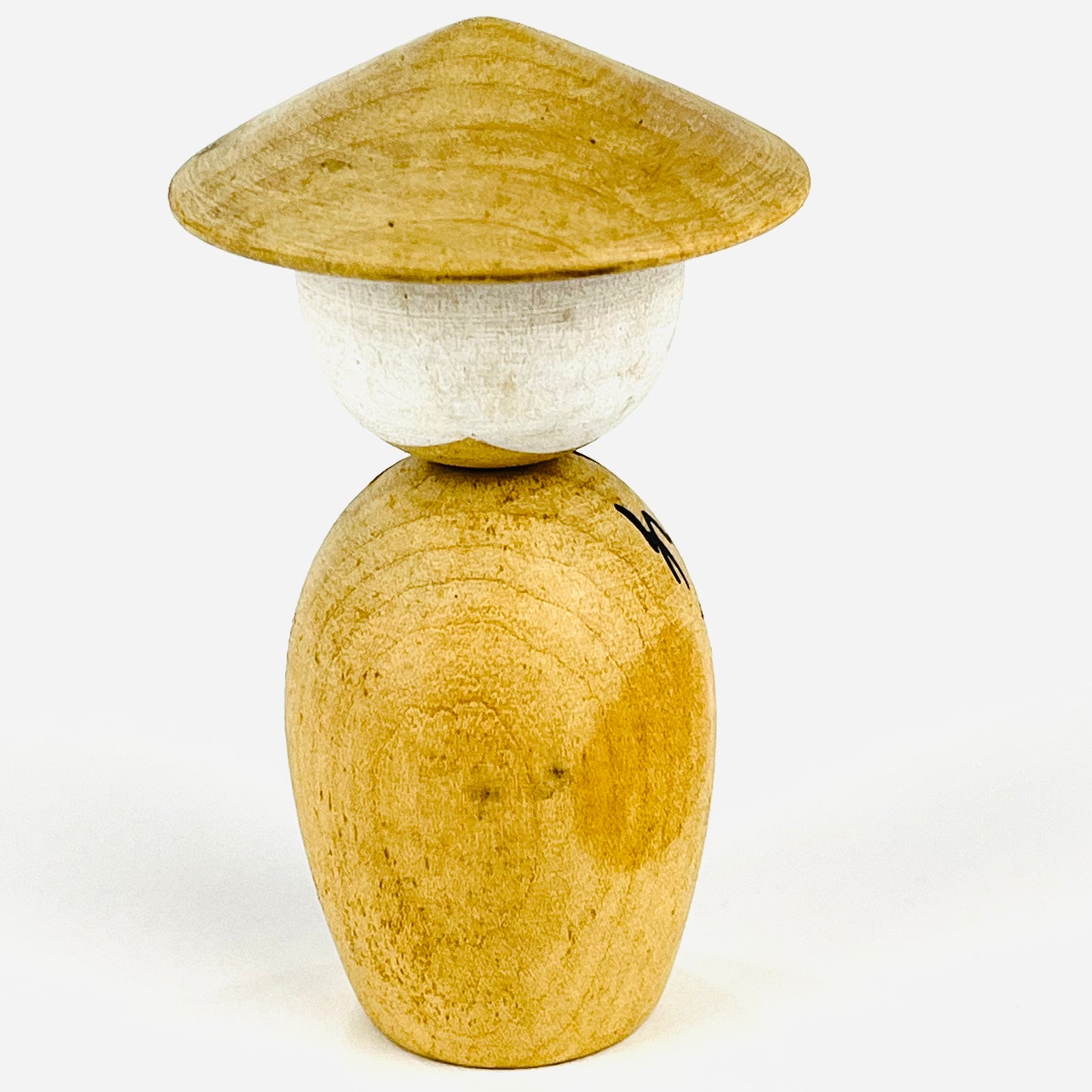 Vintage Japanese Kokeshi WoodenDoll w/ Hat & Portrait "