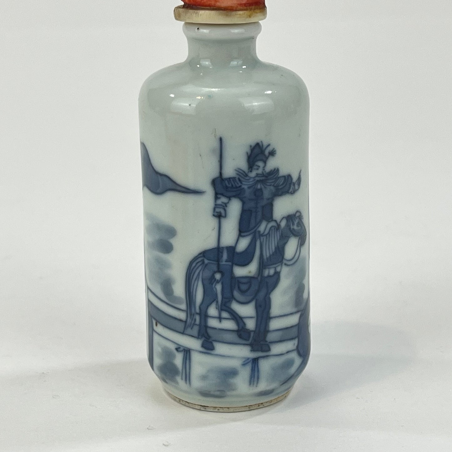 Vintage Chinese Ceramic Snuff Bottle Blue & White 3.5"