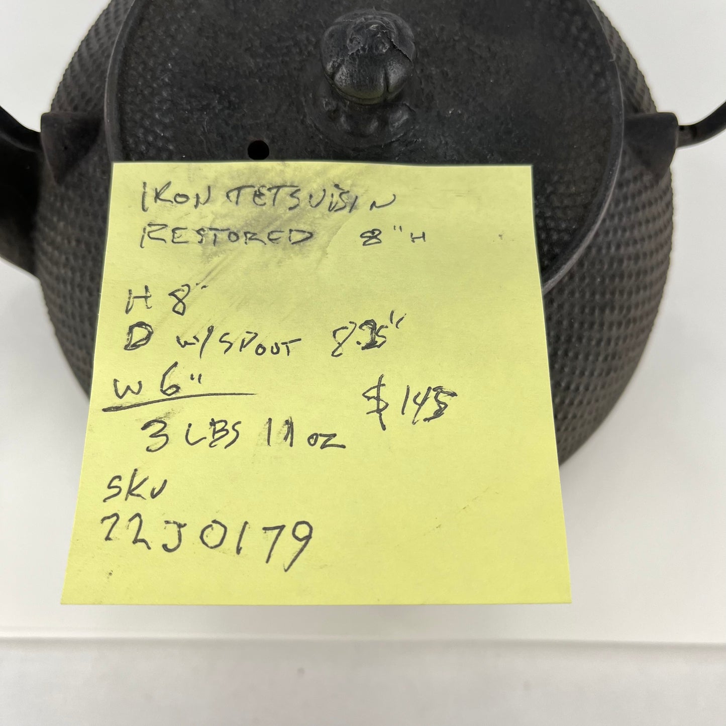 Antique Japanese (c.1930) Iron Kettle Tetsubin Fully Restored Functional 8” Diameter