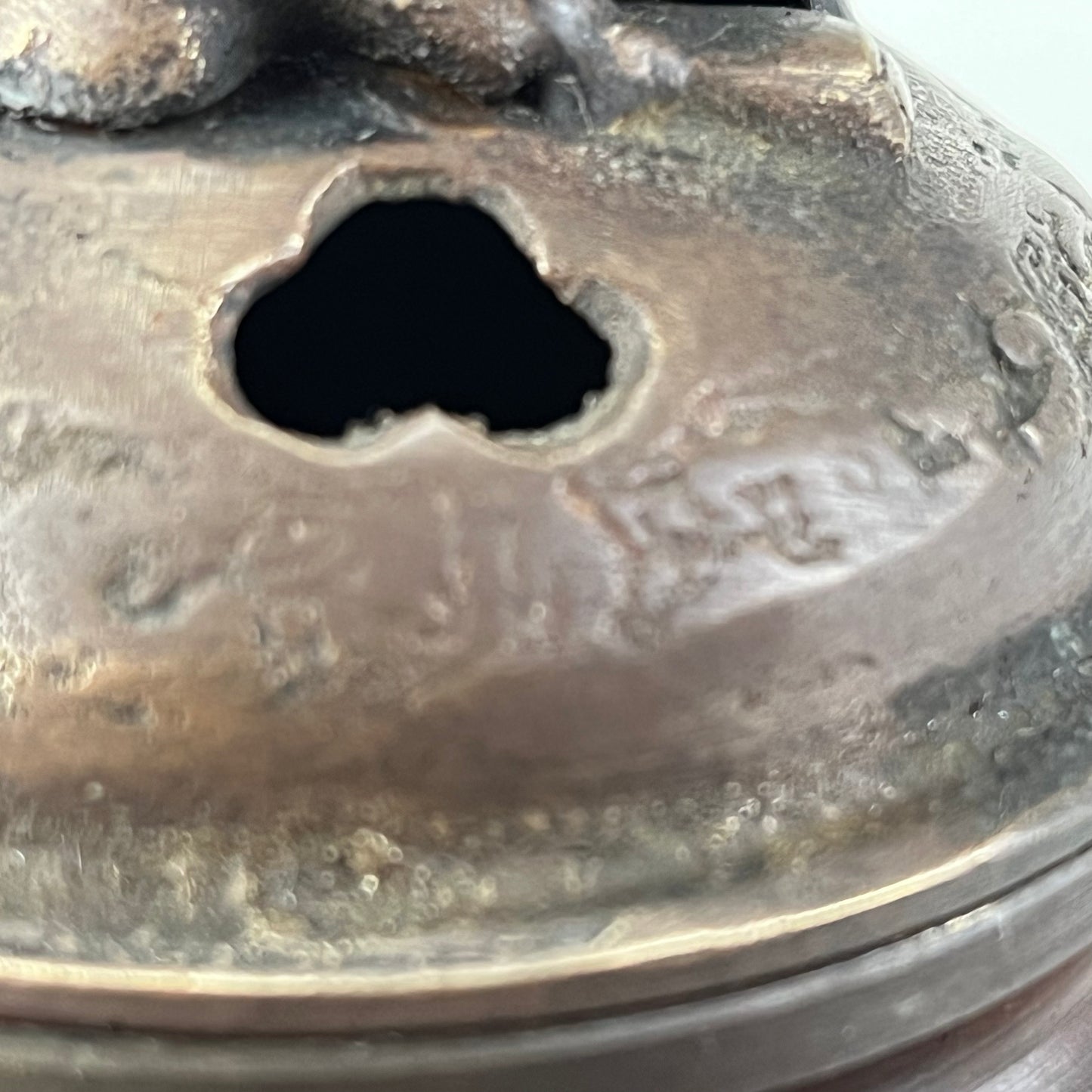 Japanese Bronze Koro Incense Burner Foo Dog & bird etching