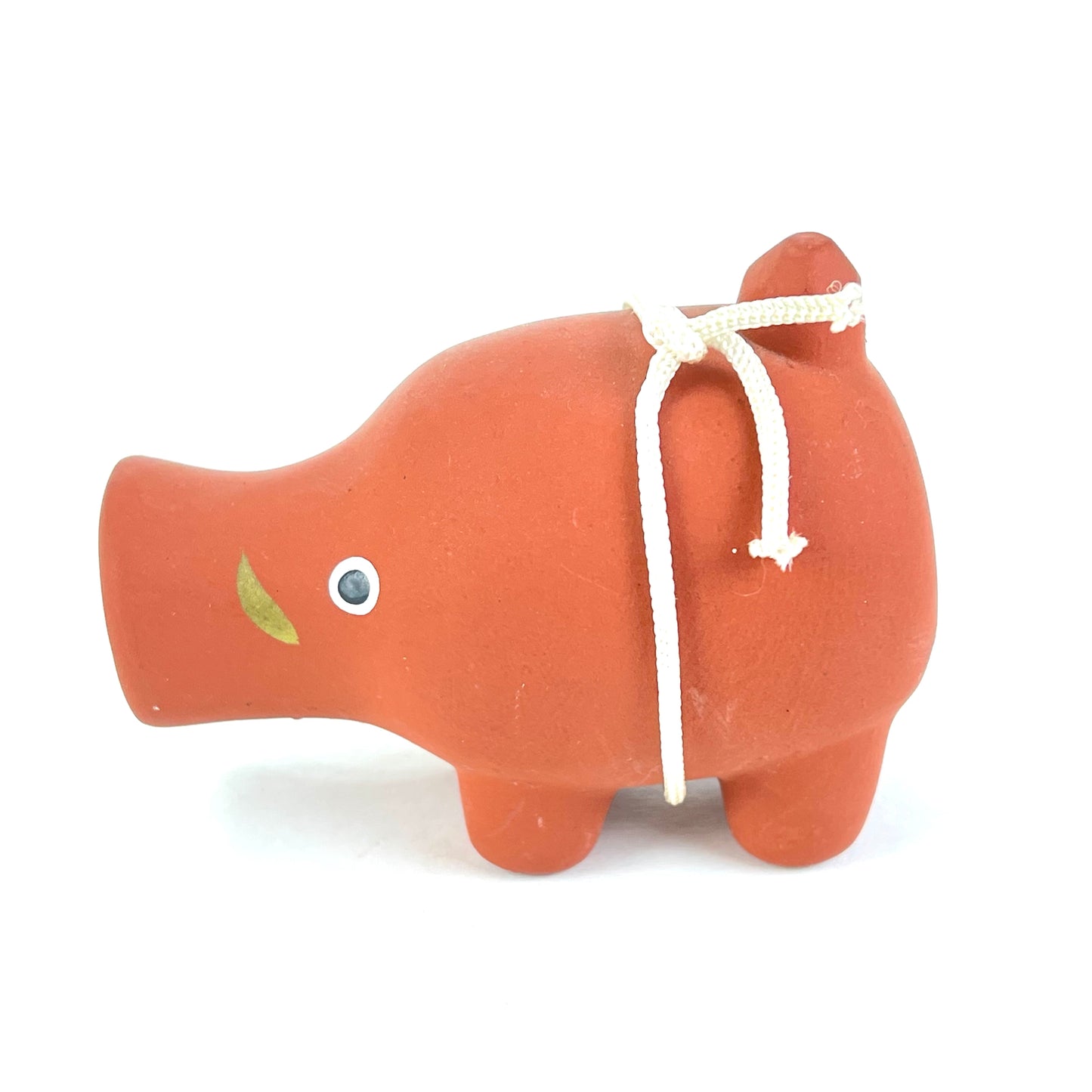 Vintage Japanese Zodiac Animal Boar w/ Blue Snout Small Ceramic Bell 2”