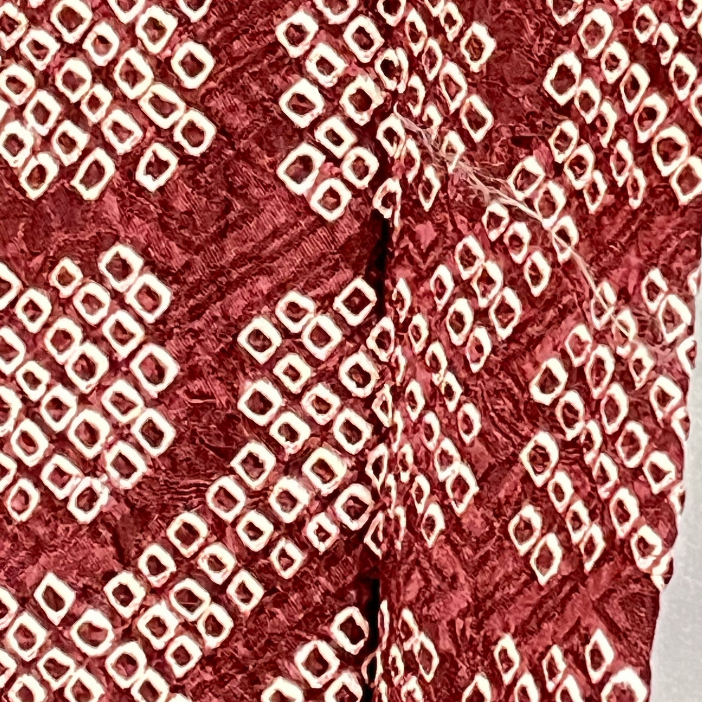 Vintage Japanese Patterned Silk Haori Coat in Shibori Style Red 35"L