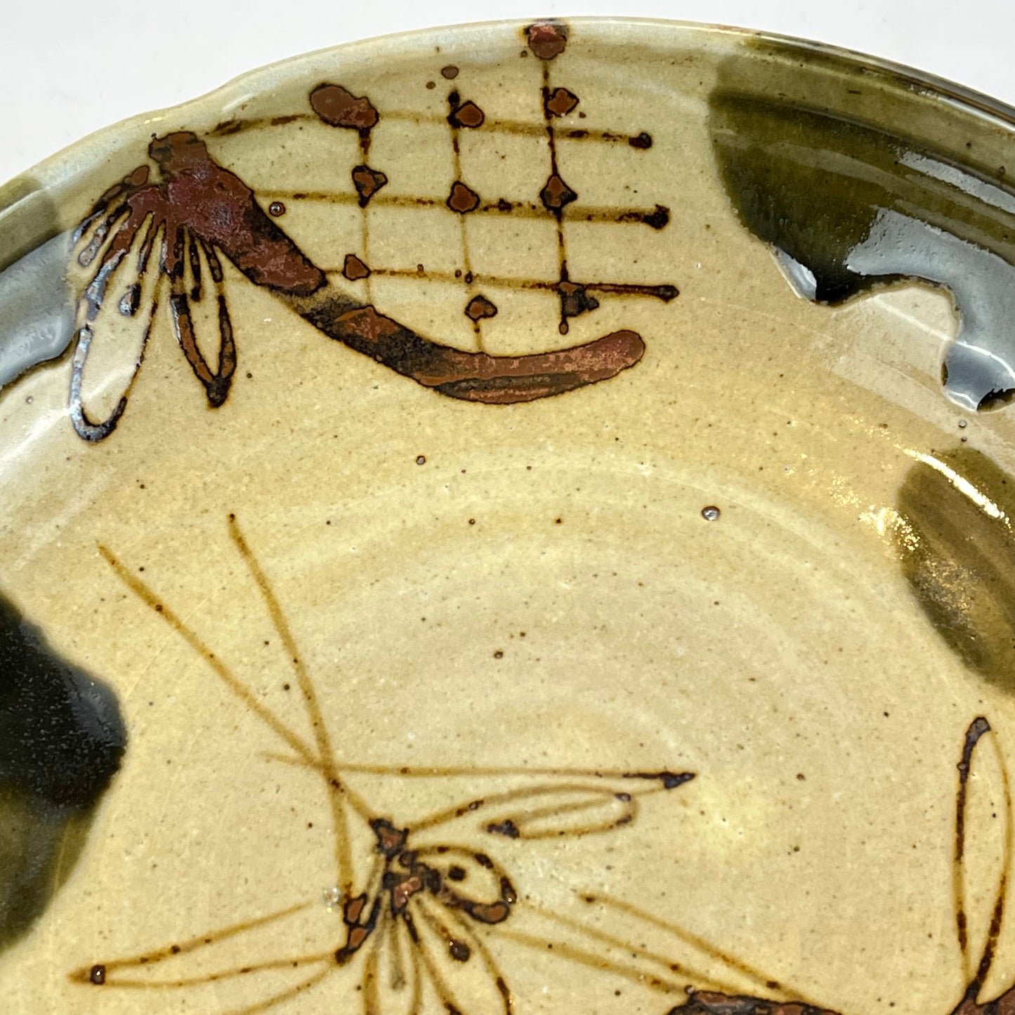 Vintage Japanese Oribe Ware Bowl 11”