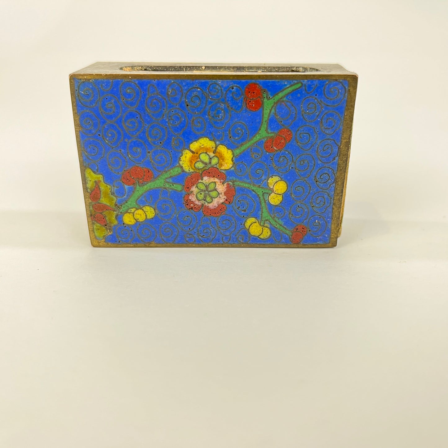 Antique Chinese Cloisonné Smoke Set Blue 4pc 5"