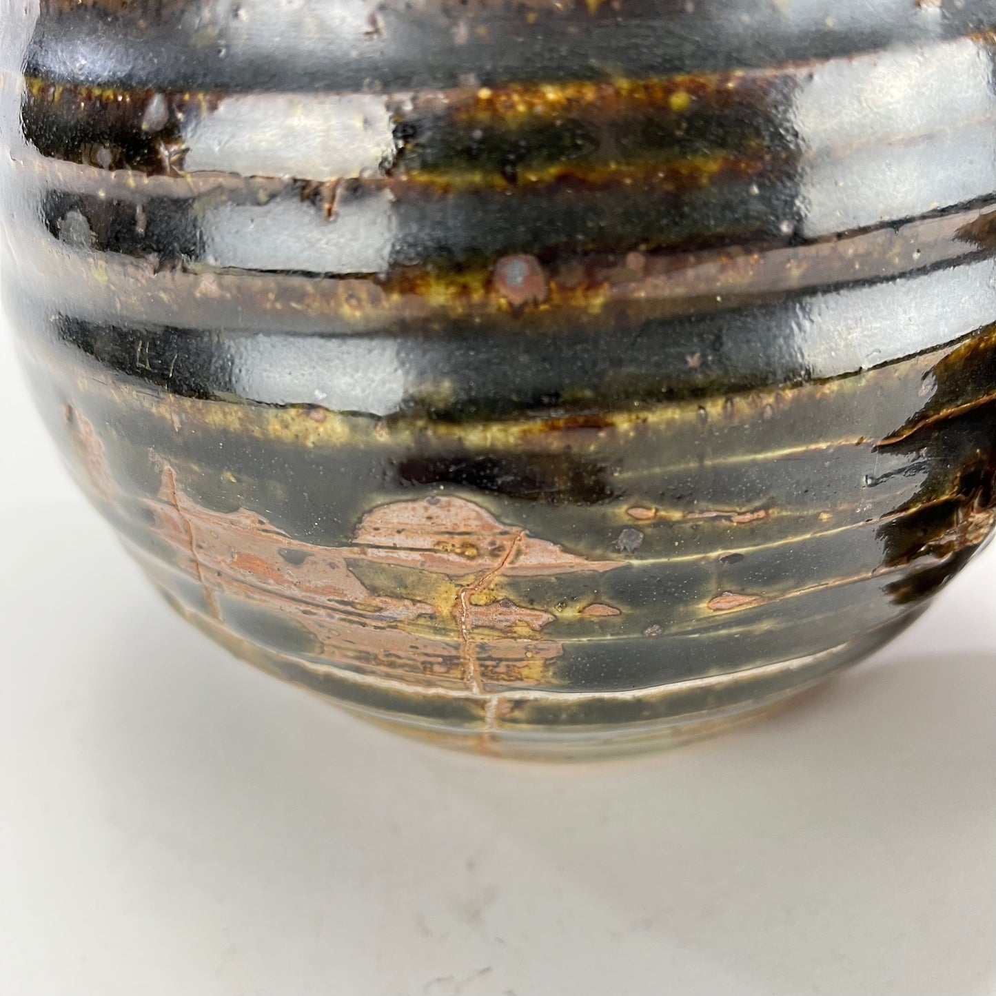 Vintage Japanese Small Brown Mizusashi Water Vessel for Tea Ceramony 6"