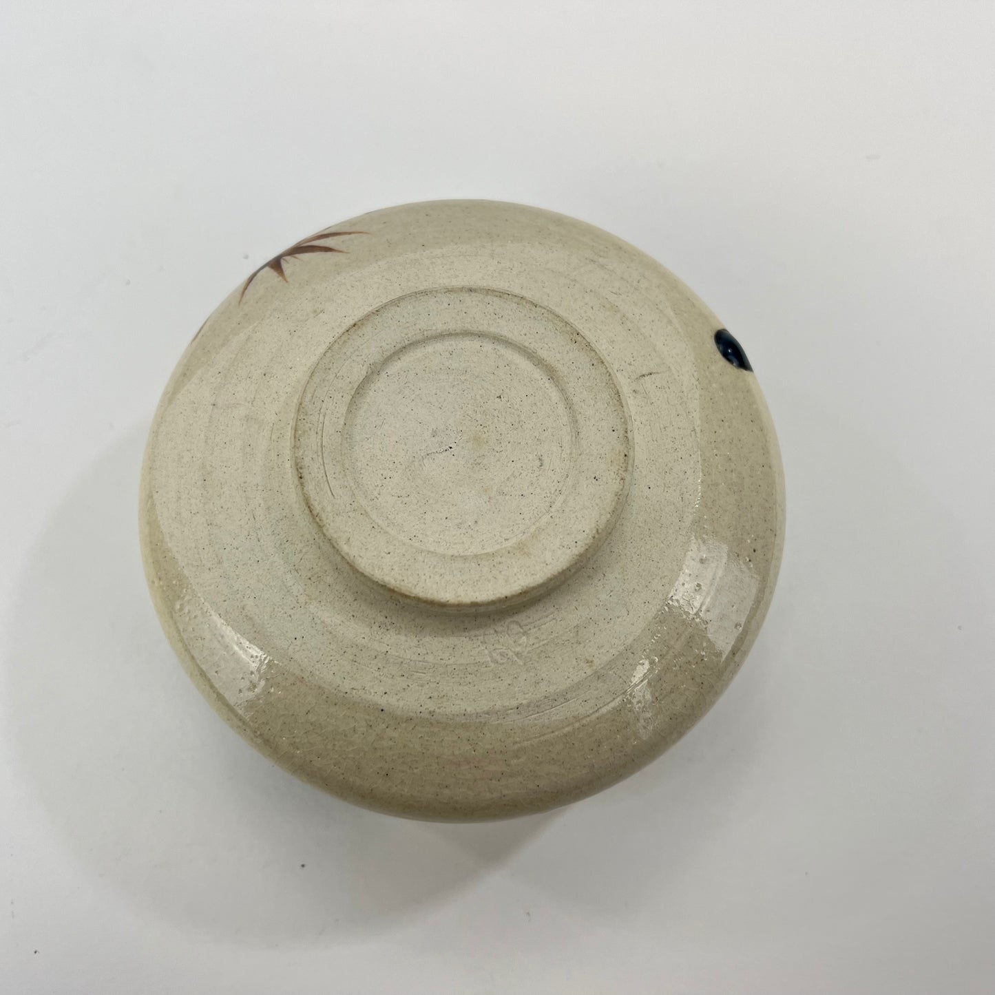 Signed Oribewear Tea Ceremony Chawan Tea Bowl Green Spot Drips & Pine Trees