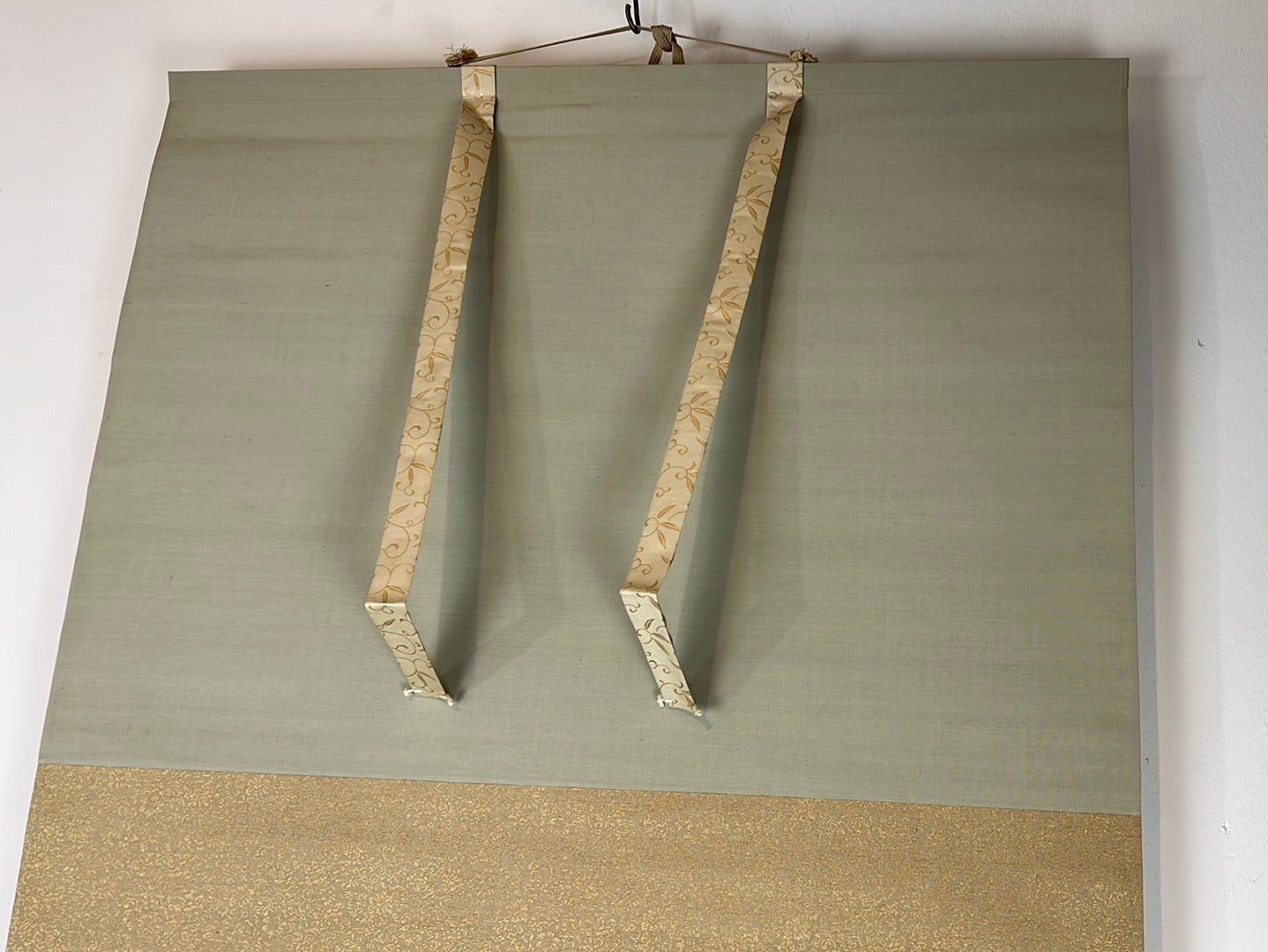 Japanese Scroll Hand Painted on Silk Showa Era Flowers 56”