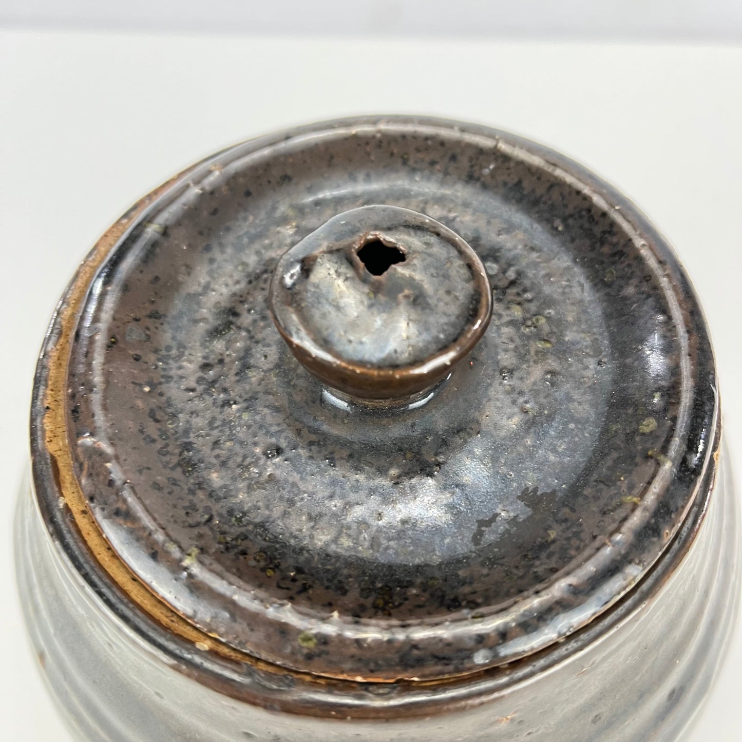 Vintage Japanese Small Brown Mizusashi Water Vessel for Tea Ceramony 6"