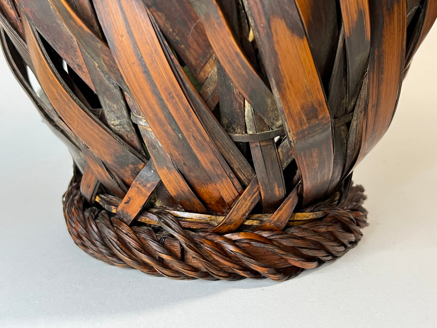 Antique Japanese Taisho Era c1920's Bamboo Kago Ikebana Basket 17"H