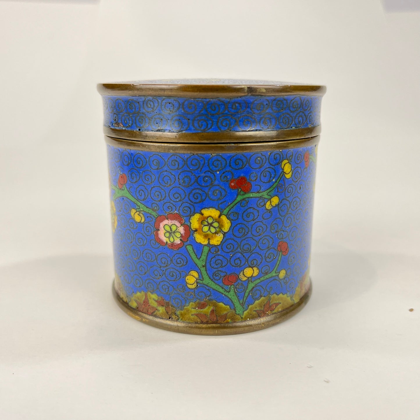 Antique Chinese Cloisonné Smoke Set Blue 4pc 5"