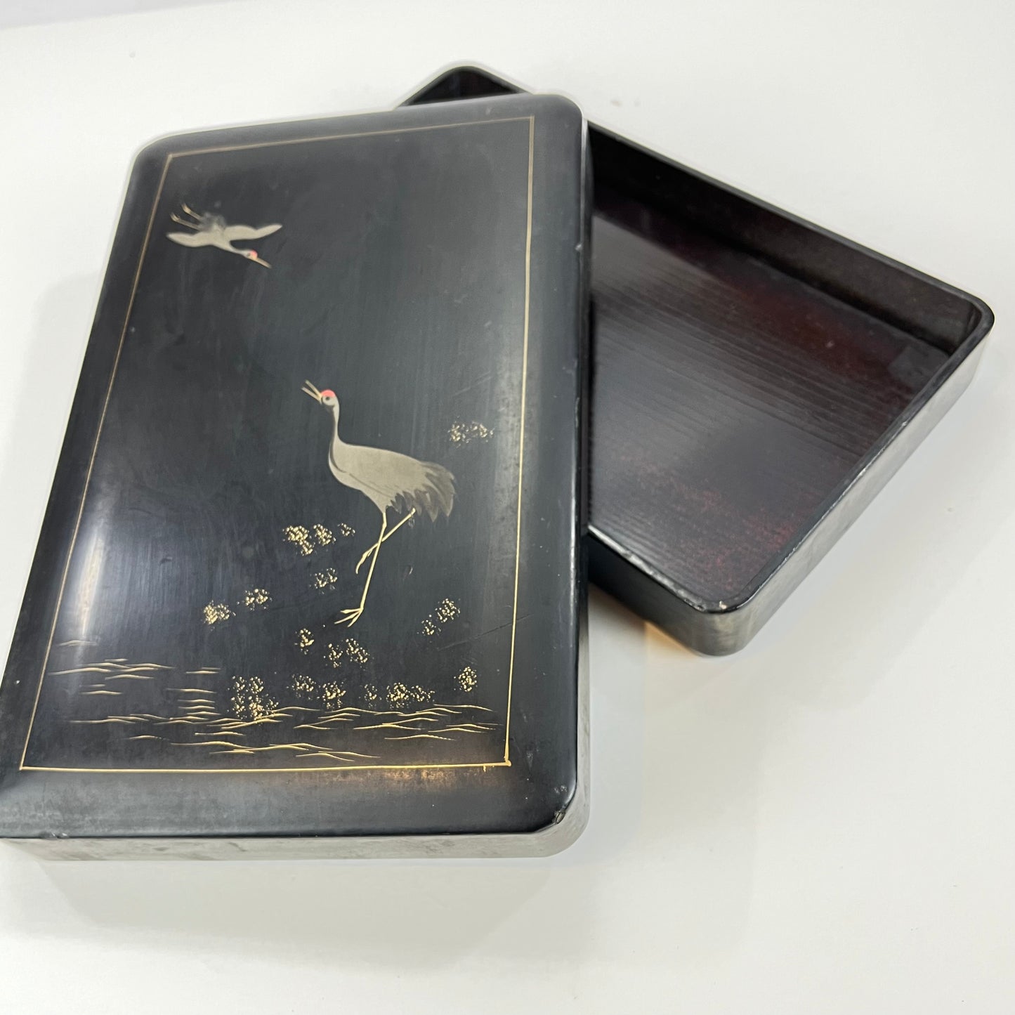 Antique Japanese Hand Made Suzuribako Calligraphy Box w/ Inscription