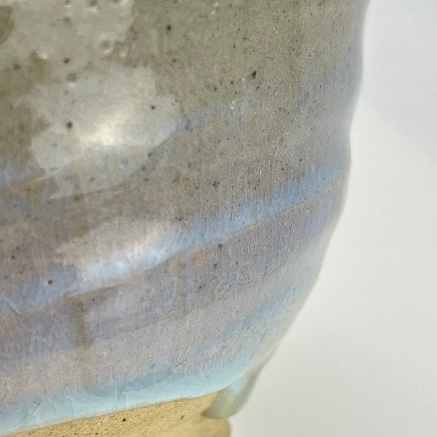 Signed Tea Ceremony Chawan Tea Bowl Gray Perlecent Transparent Glaze