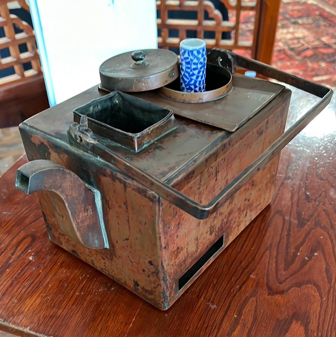 Antique Japanese Copper Kandouko Sake Tokkuri Warmer 9.5"