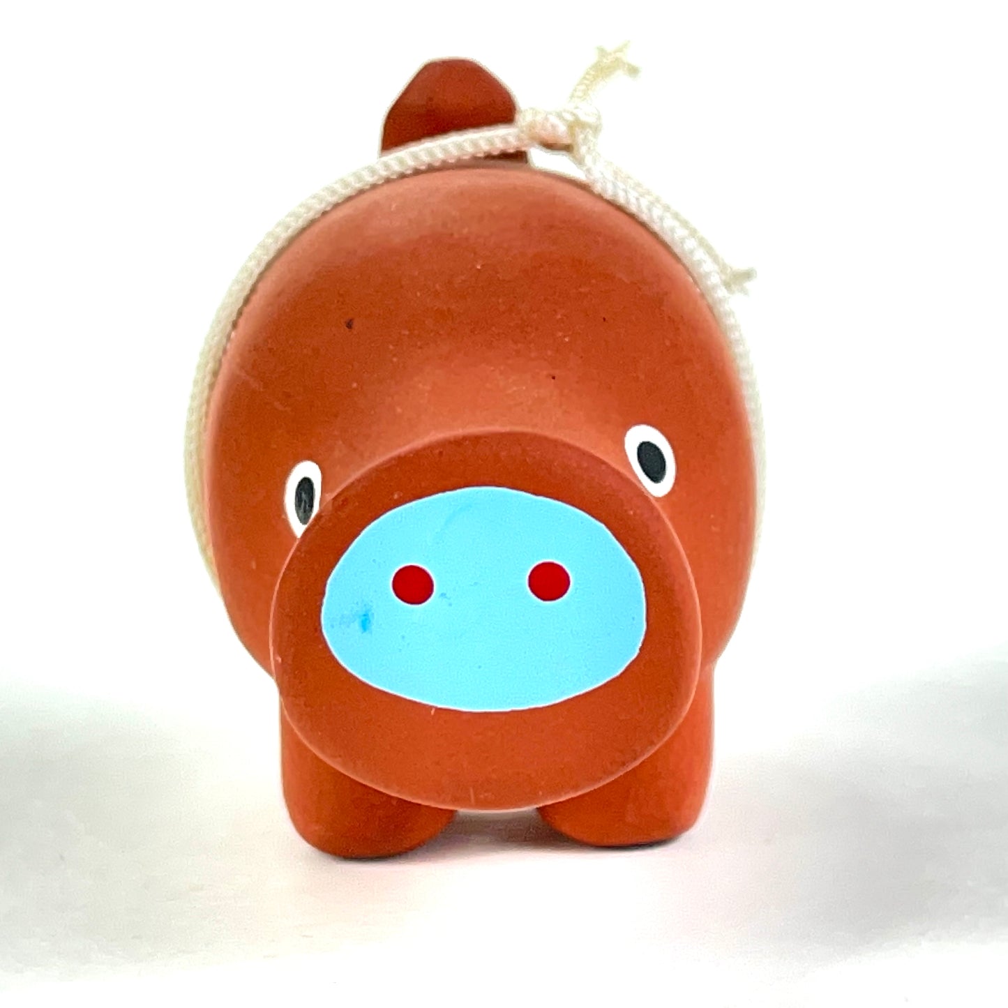 Vintage Japanese Zodiac Animal Boar w/ Blue Snout Small Ceramic Bell 2”
