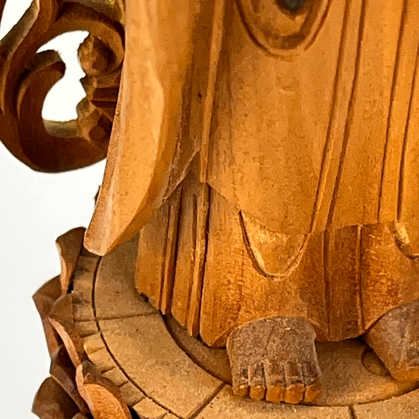 Statue of The Buddha in Standing Pose Carved Wooden Japanese lotus back