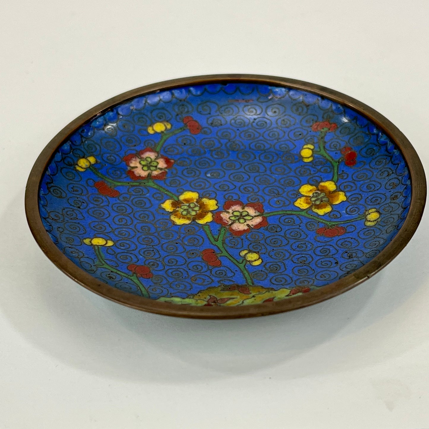 Antique Chinese Cloisonné Smoke Set Blue 4pc 5"