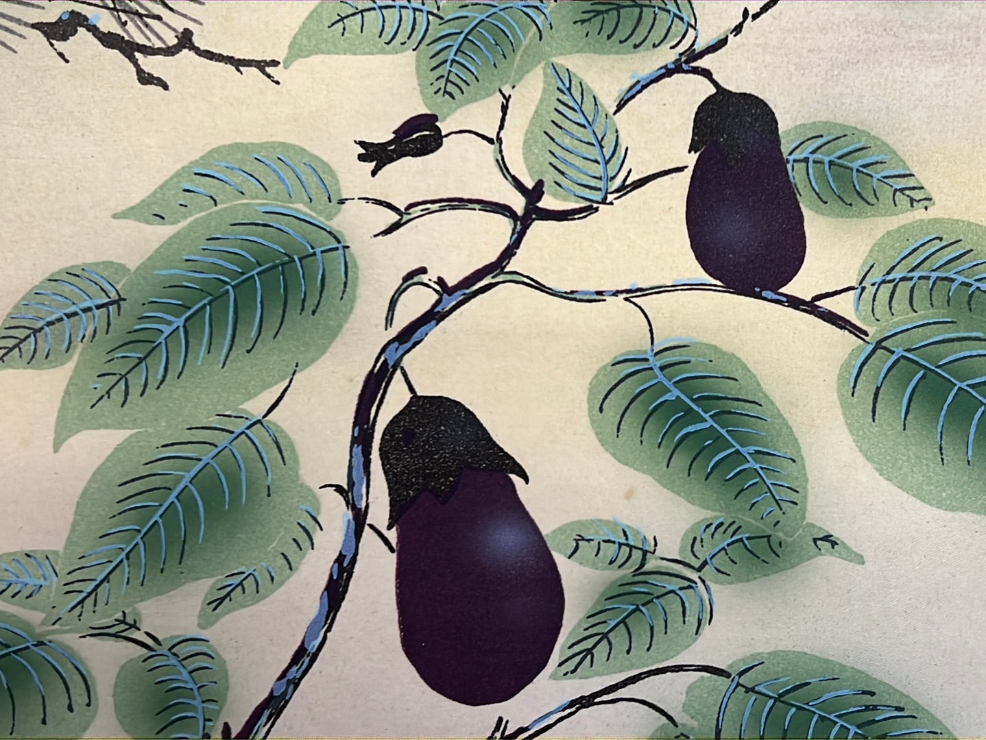 Japanese Vintage Scroll Kakejiku Hand Painted on Silk Showa Era Falcon & Mt Fuji 73"