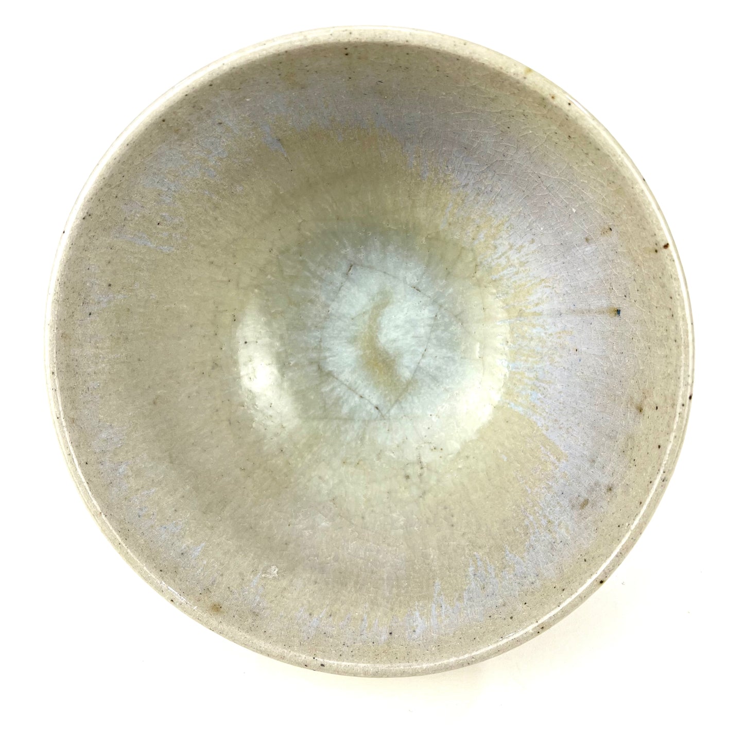 Signed Tea Ceremony Chawan Tea Bowl Gray Perlecent Transparent Glaze