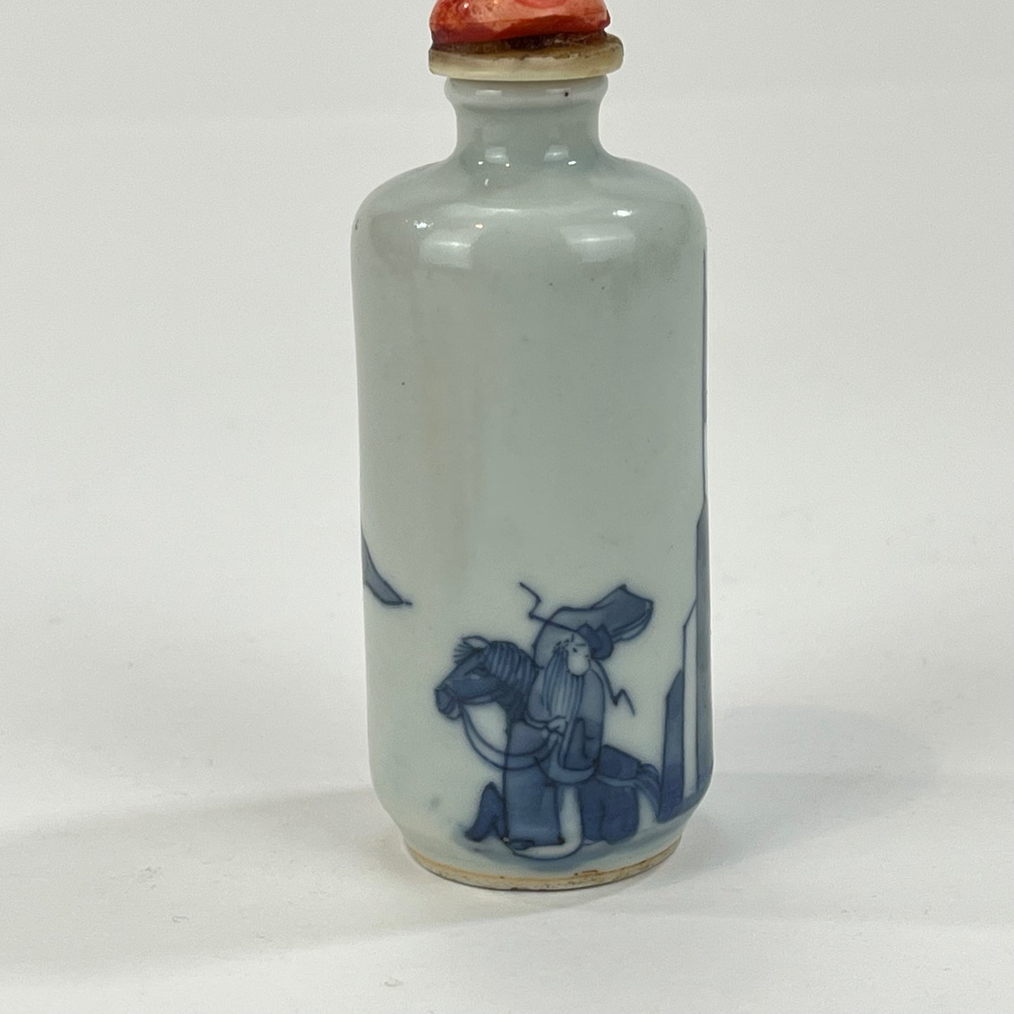 Vintage Chinese Ceramic Snuff Bottle Blue & White 3.5"