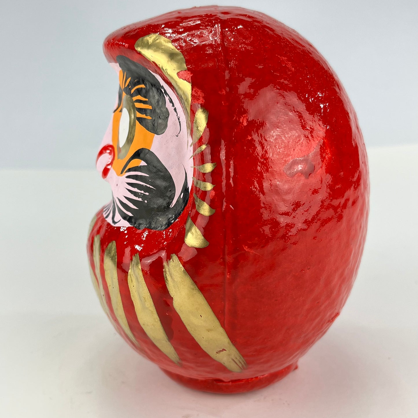 Japanese Traditional Papier-mâché Daruma Wishing Doll in Red 6"H