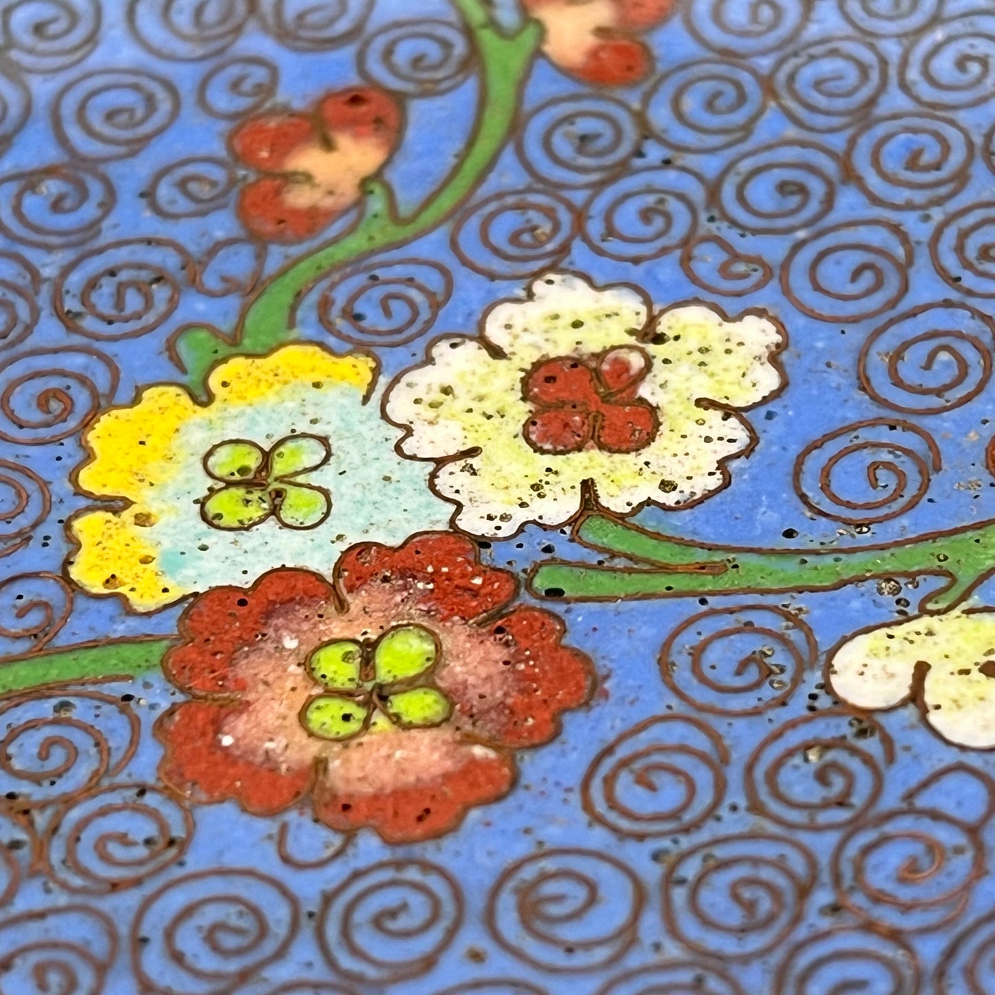 Antique Chinese Cloisonné Smoke Set Blue 4pc 5"