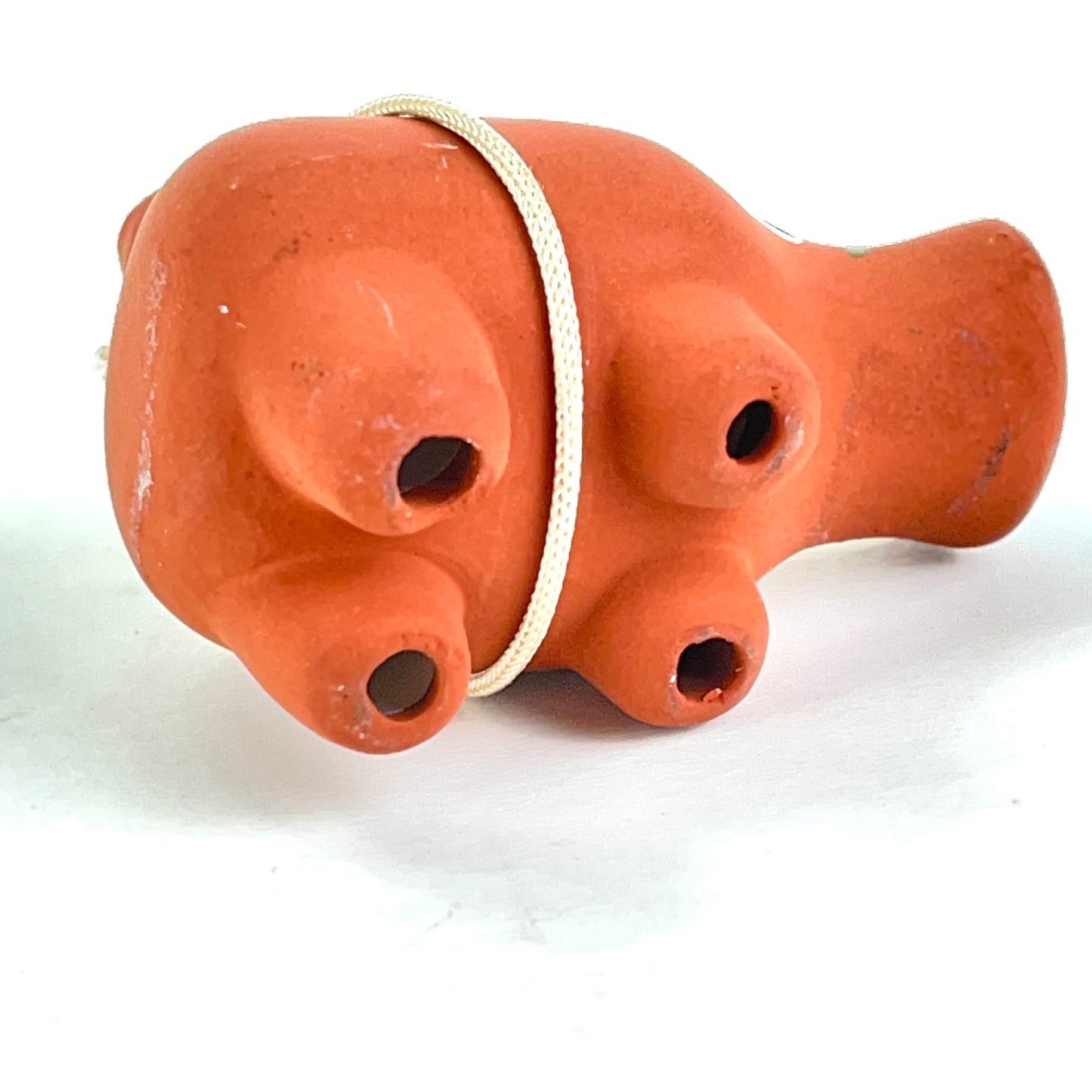 Vintage Japanese Zodiac Animal Boar w/ Blue Snout Small Ceramic Bell 2”