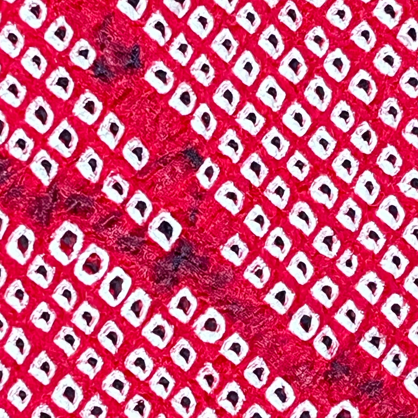 Vintage Japanese Silk Haori Coat in Shibori Tie-dye Bright Red Fan Pattern 28"L