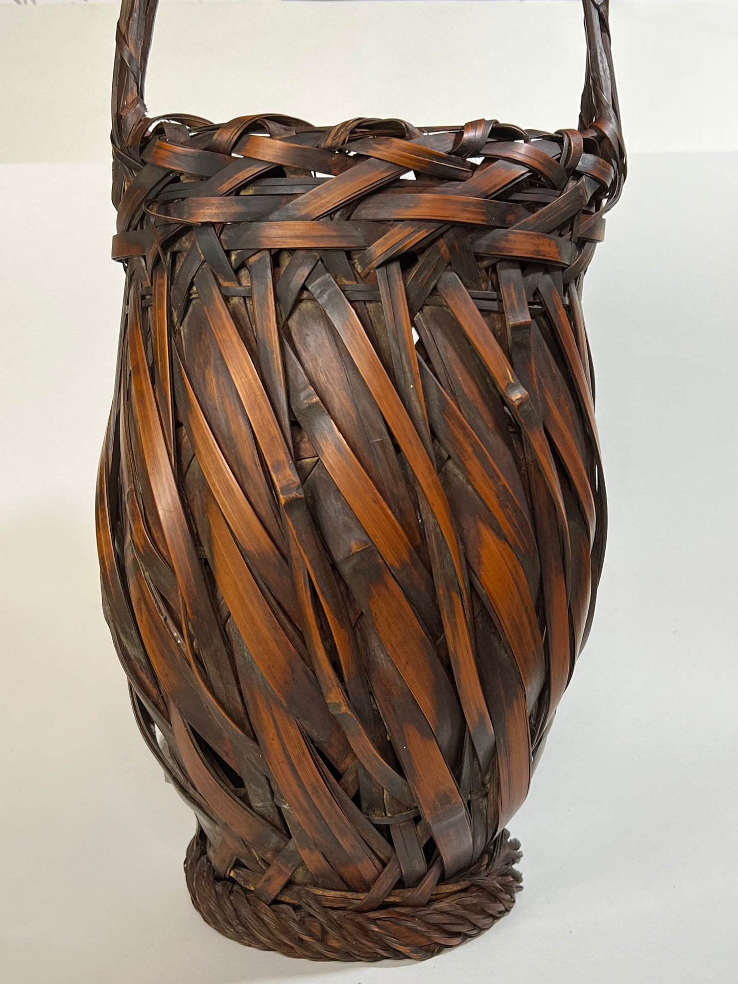 Antique Japanese Taisho Era c1920's Bamboo Kago Ikebana Basket 17"H